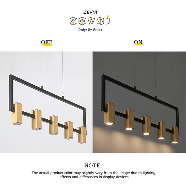 Zevni 24W Integrated LED 5-Light Brass Linear Chandelier Modern