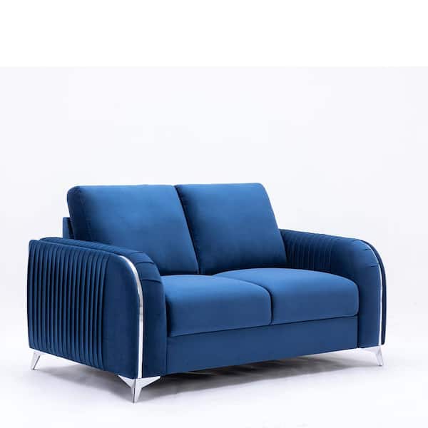 Acme Furniture Wenona 34 in. Blue Velvet Solid Velvet 2-Seat loveseat