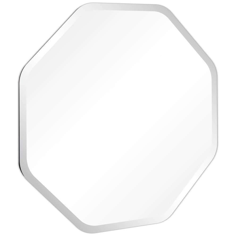 28" Frameless Beveled Octagonal Bathroom Wall Mirror