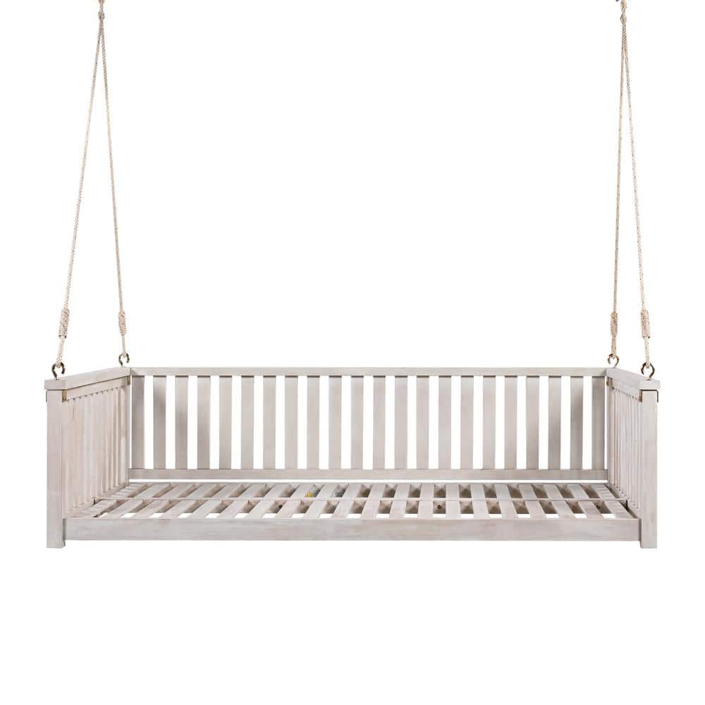 75 in. 4-Person White Swing Bed Wood Porch Swing price history on PriceWatchPro