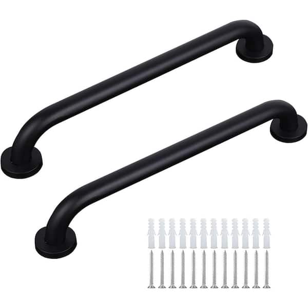 Matte Black Stainless Steel Handrail Bar 12 Inch Outdoor Indoor Safety Grab Bar 2 Pack