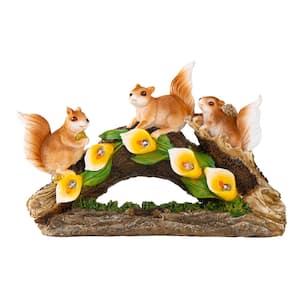 7.1 in. Tall Solar Powered Garden Statue Squirrel Figurines With Led Lights