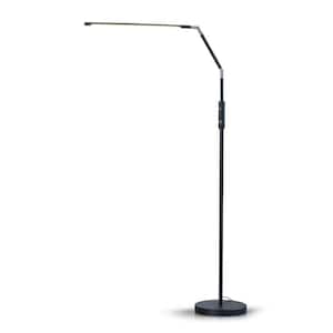69 in. Black Dimmable LED Floor Lamp with USB Charge Ports Adjustable Arm Lamp