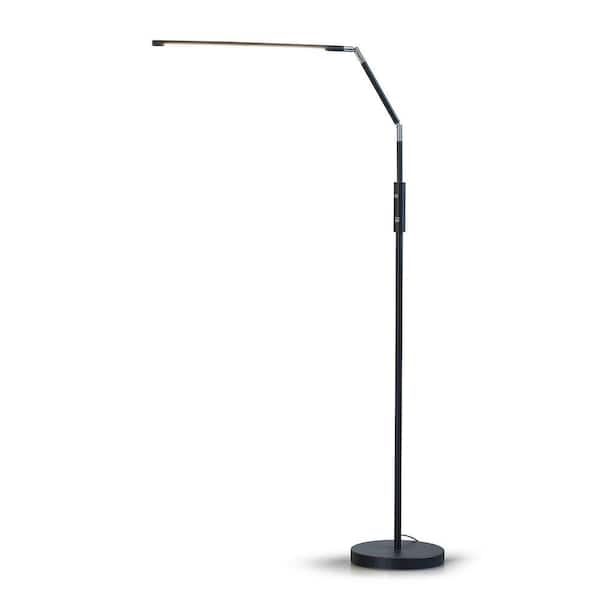 HOMEGLAM 69 in. Black Dimmable LED Floor Lamp with USB Charge Ports Adjustable Arm Lamp