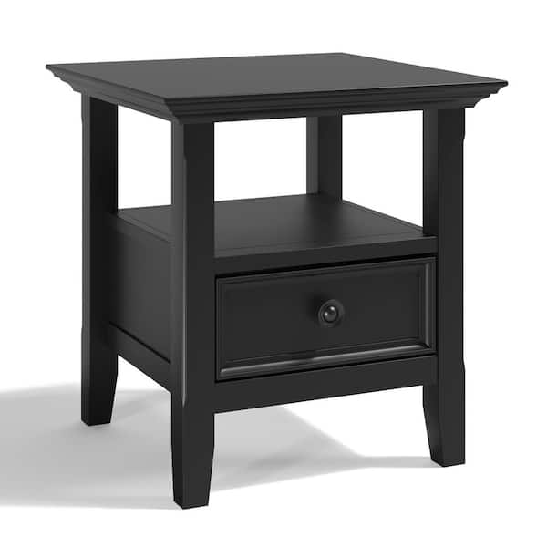 Simpli Home Amherst Solid Wood 19 in. Wide Square Transitional End Table in Black