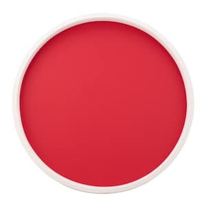 RAINBOW 14 in. W x 1.3 in. H x 14 in. D Round Red Leatherette Serving Tray