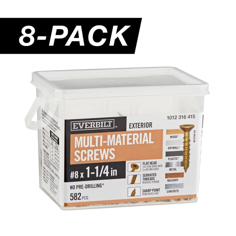 8-Pack #8 x 1-1/4 in. Brown 6-Lobe Star Drive Exterior Flat Head Multi-Material Screw (24 lbs. / 4,656-Piece) price history on PriceWatchPro