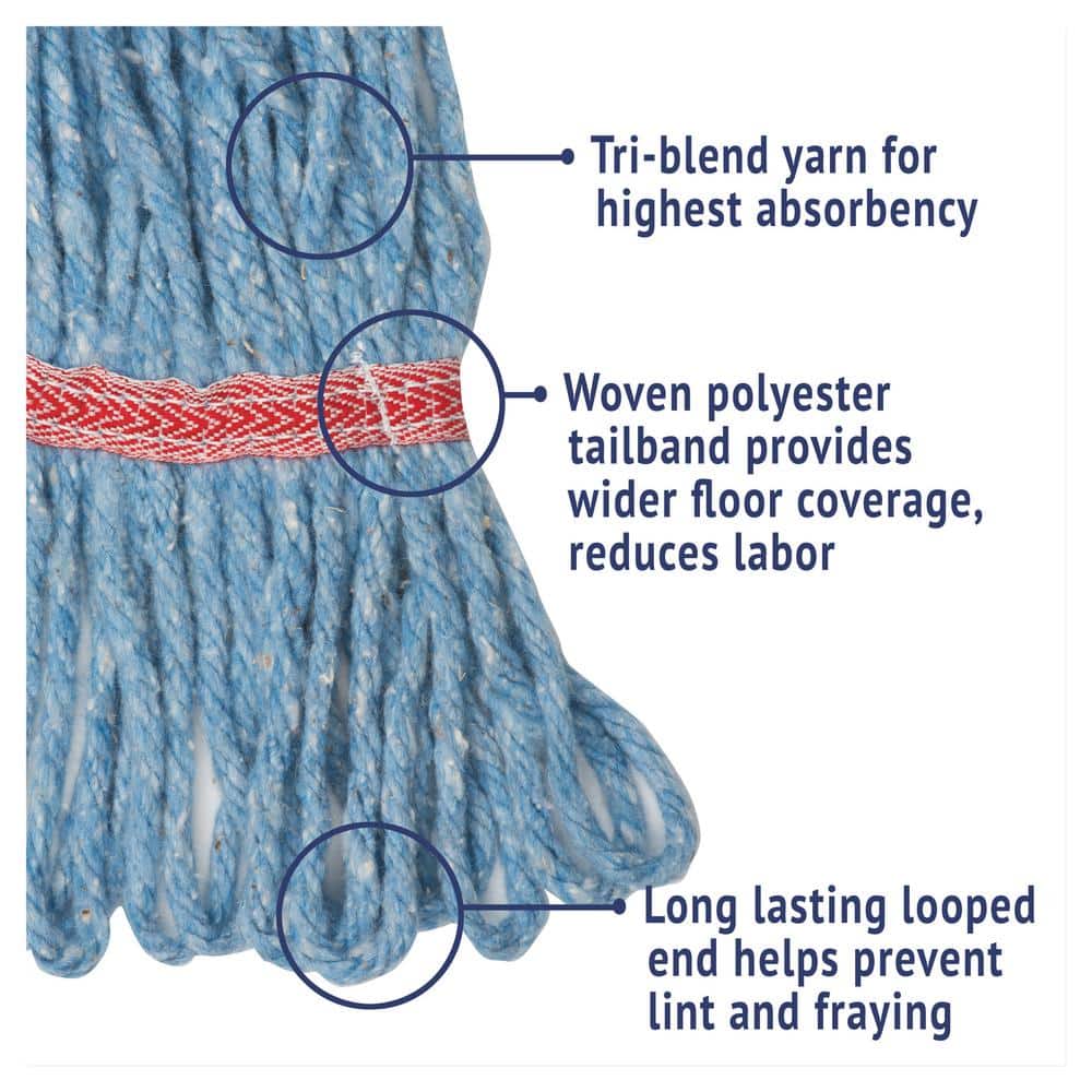Large Blue Cotton Synthetic Wet Mop Head