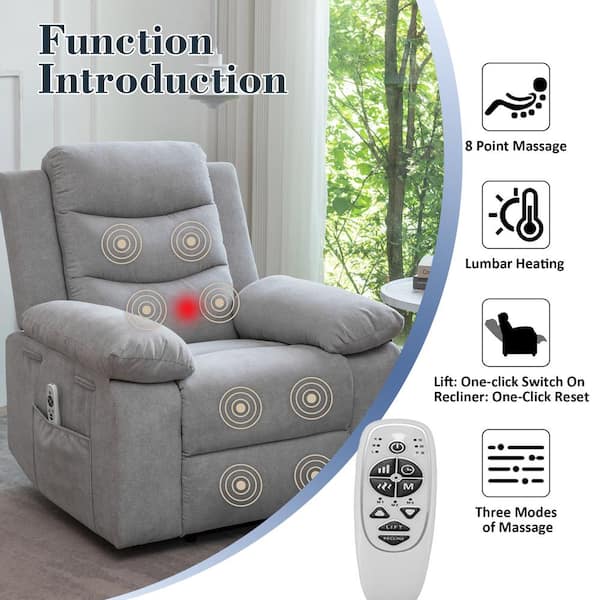 Magic Home Functional Swivel Voice Control LED Grey Power Recliner
