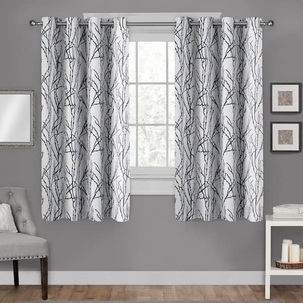 EXCLUSIVE HOME Branches Indigo Nature Light Filtering Grommet Top Curtain, 54 in. W x 63 in. L (Set of 2)