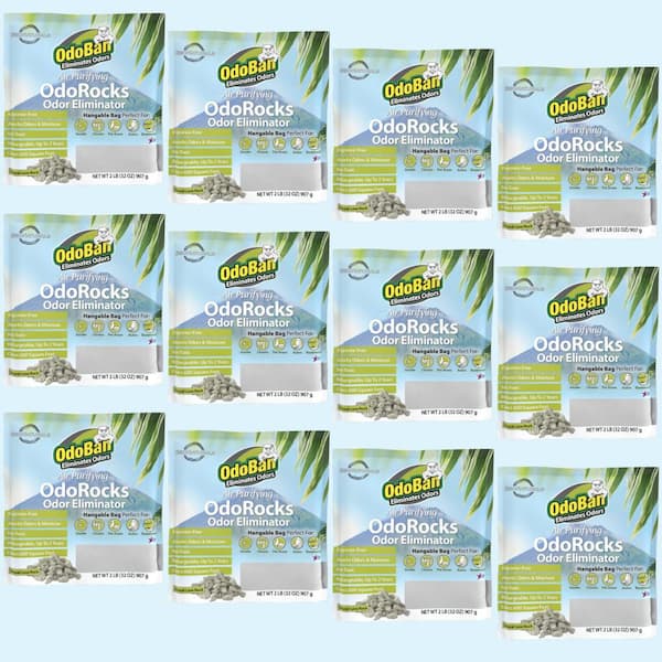 32 oz. OdoRocks Natural Volcanic Rock Odor Eliminator, Unscented Non-Toxic Rechargeable Odor Absorber Bag (12-Pack)