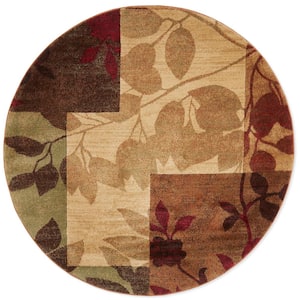 Tribeca Beige/Brown 7 ft. Geometric Round Area Rug