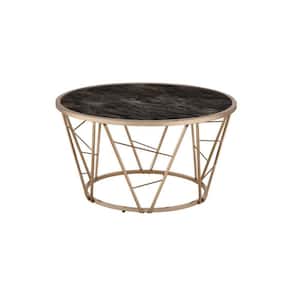 Mariana 33 in. Smoked Round Glass Black Coffee Table