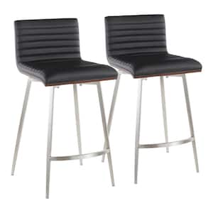 Mason 26 in. Black Faux Leather Counter Stool (Set of 2)