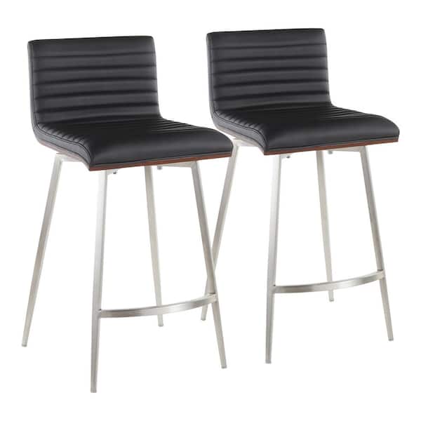 Lumisource Mason 26 in. Black Faux Leather Counter Stool (Set of 2)