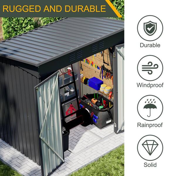 Huluwat 6 ft. W x 4 ft. D Outdoor Metal Shed with Double Door, All