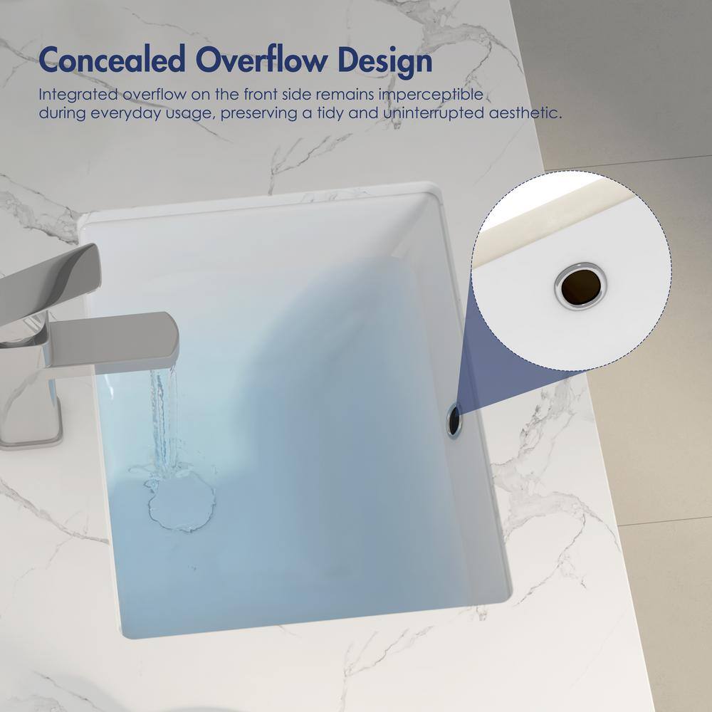 Denbigh 18" White Ceramic Rectangular Undermount Bathroom Sink