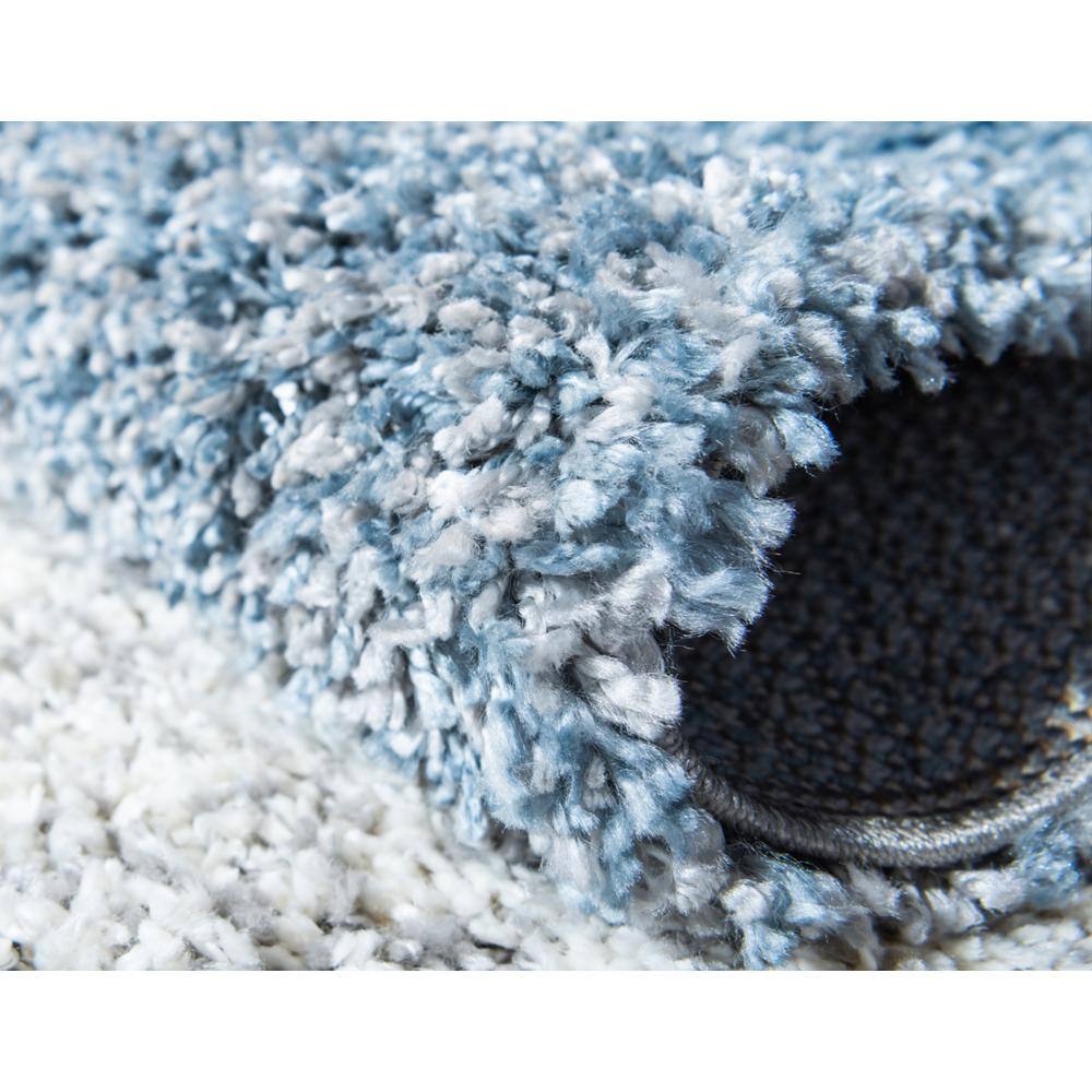 Luxurious Handmade Blue Geometric Shag Round Rug, 5' Diameter