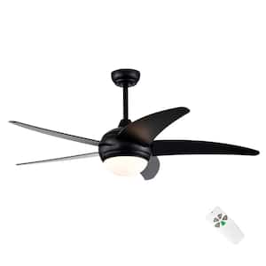 52 in. Integrated LED Indoor Matte Black 5-Blade Ceiling Fan with Light Kit and Remote control