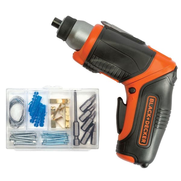 BLACK+DECKER 4V MAX Lithium-Ion Cordless Rechargeable Pivot Screwdriver with Charger and Accessories