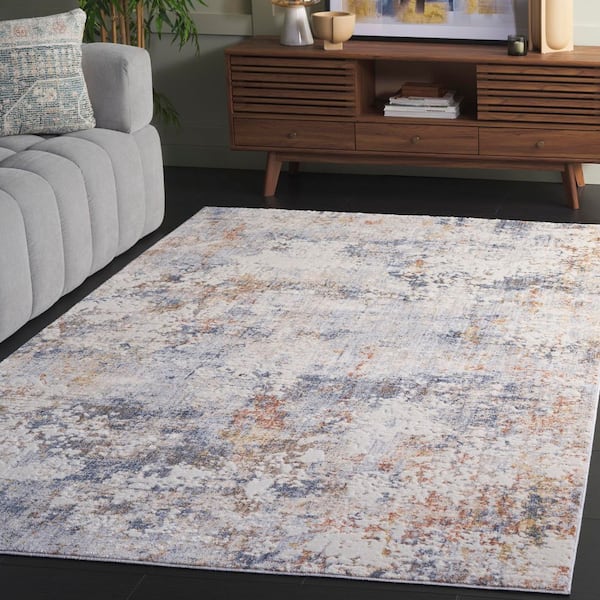 Scarlett 8 ft. x 10 ft. Blue/Ivory Rust Abstract Distressed Area Rug