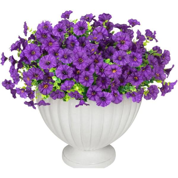 花卉20 14 in. Purple Indoor/Outdoor Artificial Morning Glory Flower