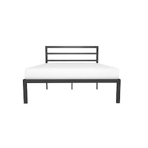 Laurier Black Metal Full Size Platform Bed with Headboard