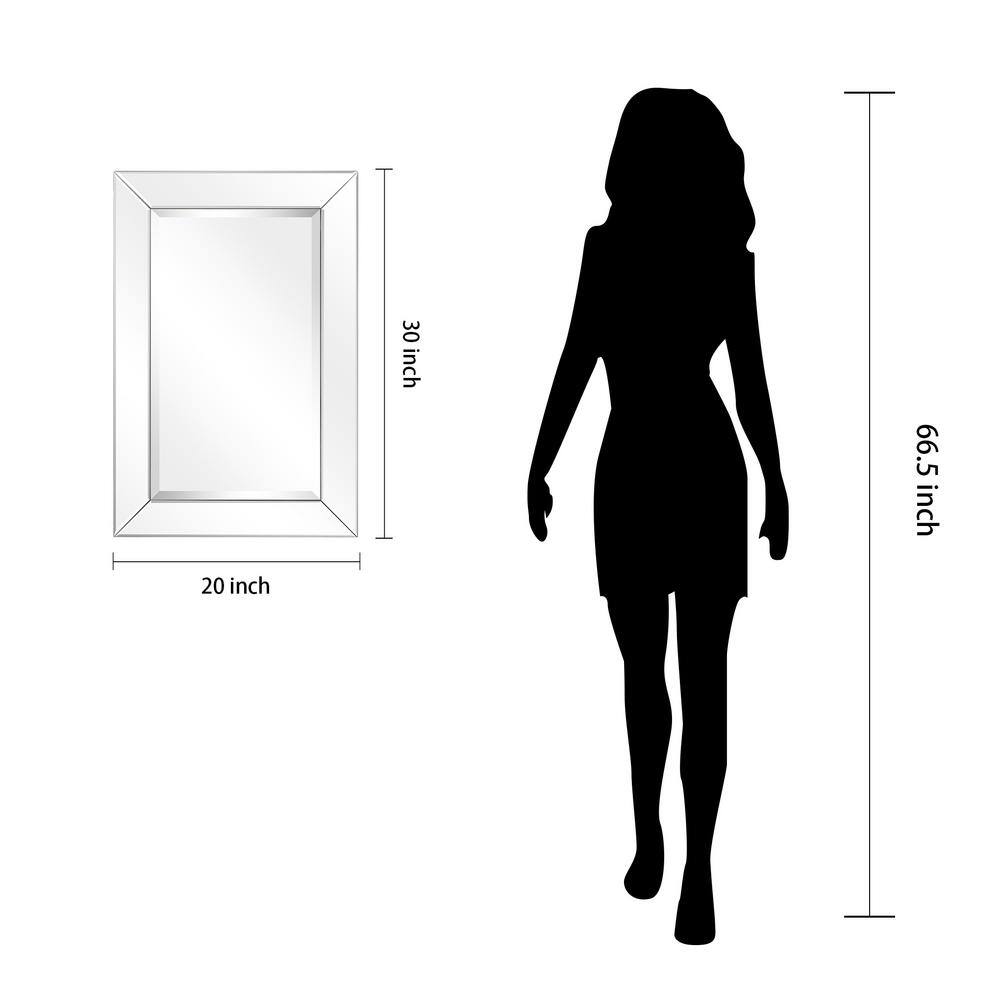 Moderno 20" x 30" Clear Beveled Rectangular Wall Mirror