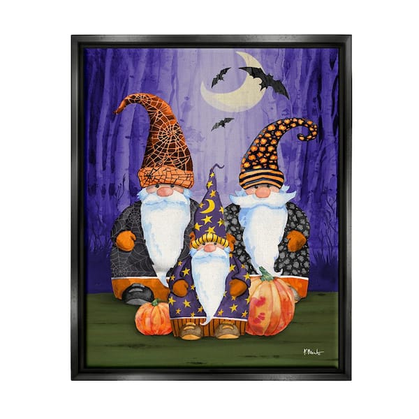 Stupell Industries Three Halloween Gnomes by Paul Brent 1 Piece Floater Frame Graphic Print Fantasy Poster Art Print 21 in. x 17 in.