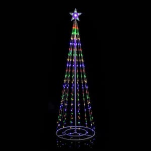 86 in. H Indoor Artificial Christmas Tree with Multi-Colored Lights and Star Topper