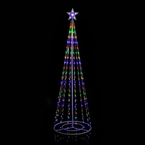Alpine Corporation 86 in. H Indoor Artificial Christmas Tree with Multi-Colored Lights and Star Topper