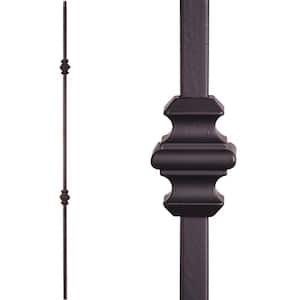 Versatile 44 in. x 0.5 in. Satin Black Double Knuckle Solid Wrought Iron Baluster