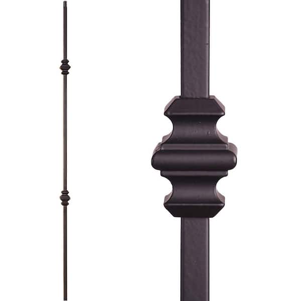 HOUSE OF FORGINGS Versatile 44 in. x 0.5 in. Satin Black Double Knuckle Solid Wrought Iron Baluster