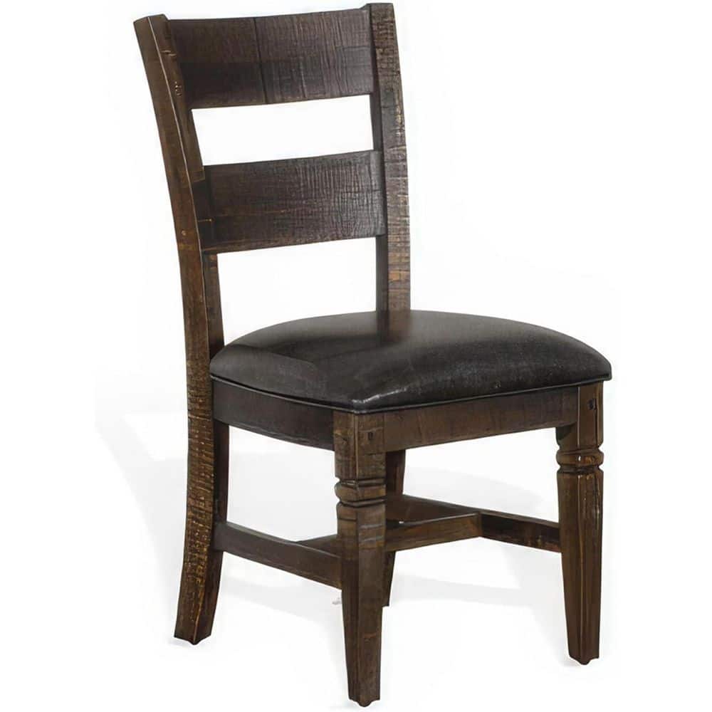 Brown/Gray Faux Leather Upholstered Wood Frame Dining Chair, Sturdy Dining Chair for Dining Rooms