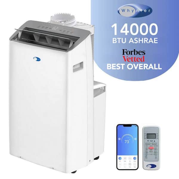 NEX 12,000 (DOE) BTU Portable Air Conditioner Cools 600 Sq.Ft. with Heat, Dehumidifier, and Wi-Fi in White
