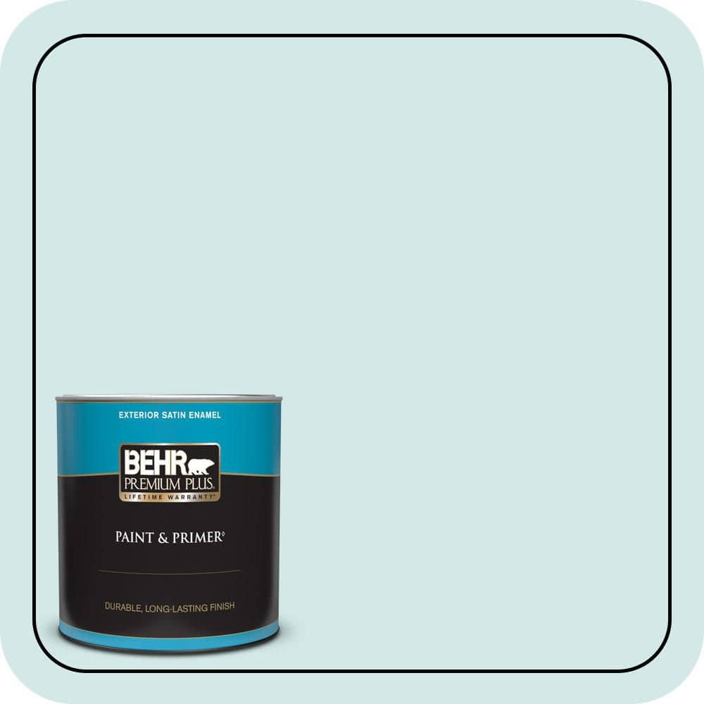 BEHR PREMIUM PLUS 1 qt. #T14-5 Sky Blue Satin Enamel Exterior