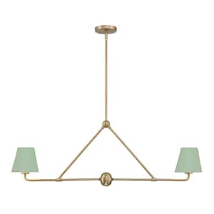 Xavier 2-Light Vibrant Gold and Green Chandelier