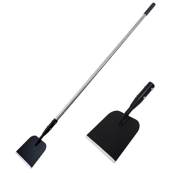59 in. Stainless Steel Handle Steel Snow Shovel with Adjustable Design for Walkway Driveway Garden Cleaning