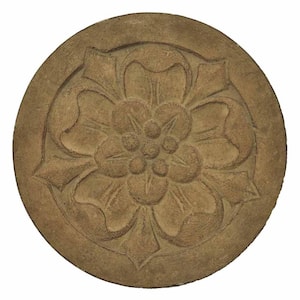 12 in. Dia Cast Stone Small Floral Step Stone or Wall Plaque-Aged Ivory (3-Sets)