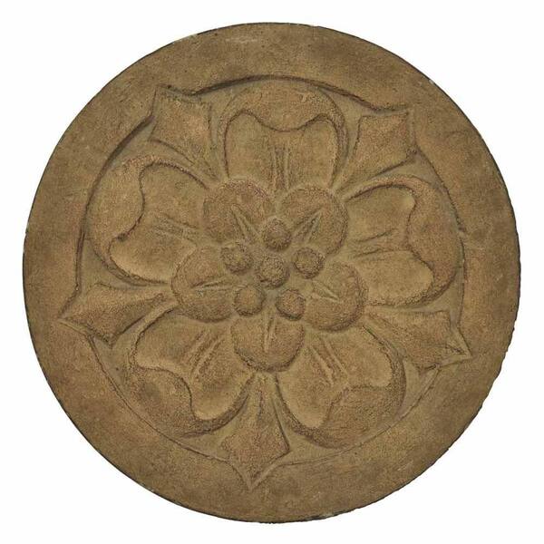 MPG 12 in. Round Cast Stone Small Floral Stepping Stone