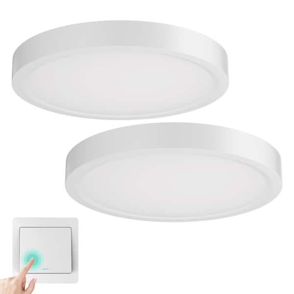 9 in. 18-Watt White 1600 Lumens Integrated LED Round Flat Panel Ceiling Flush Mount for Bathroom Hallway Kitchen(2-Pack)