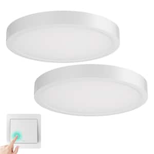 12 in. 24-Watt White 2400 LM Integrated LED Round Flat Panel Ceiling Flush Mount for Bathroom Hallway Kitchen (2-Pack)