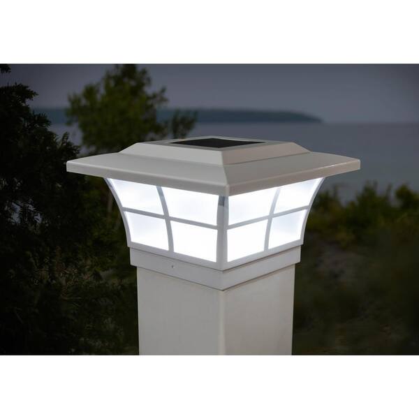 4 Pack Solar Copper/Off White Square Post Fence Mount Cap Lights 5x5" 