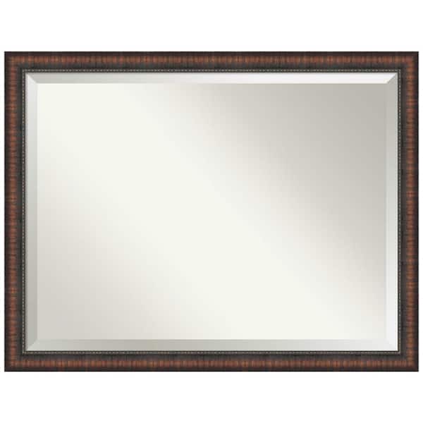 Amanti Art Caleb Brown 44 in. x 34 in. Beveled Farmhouse Rectangle Framed Bathroom Wall Mirror in Brown
