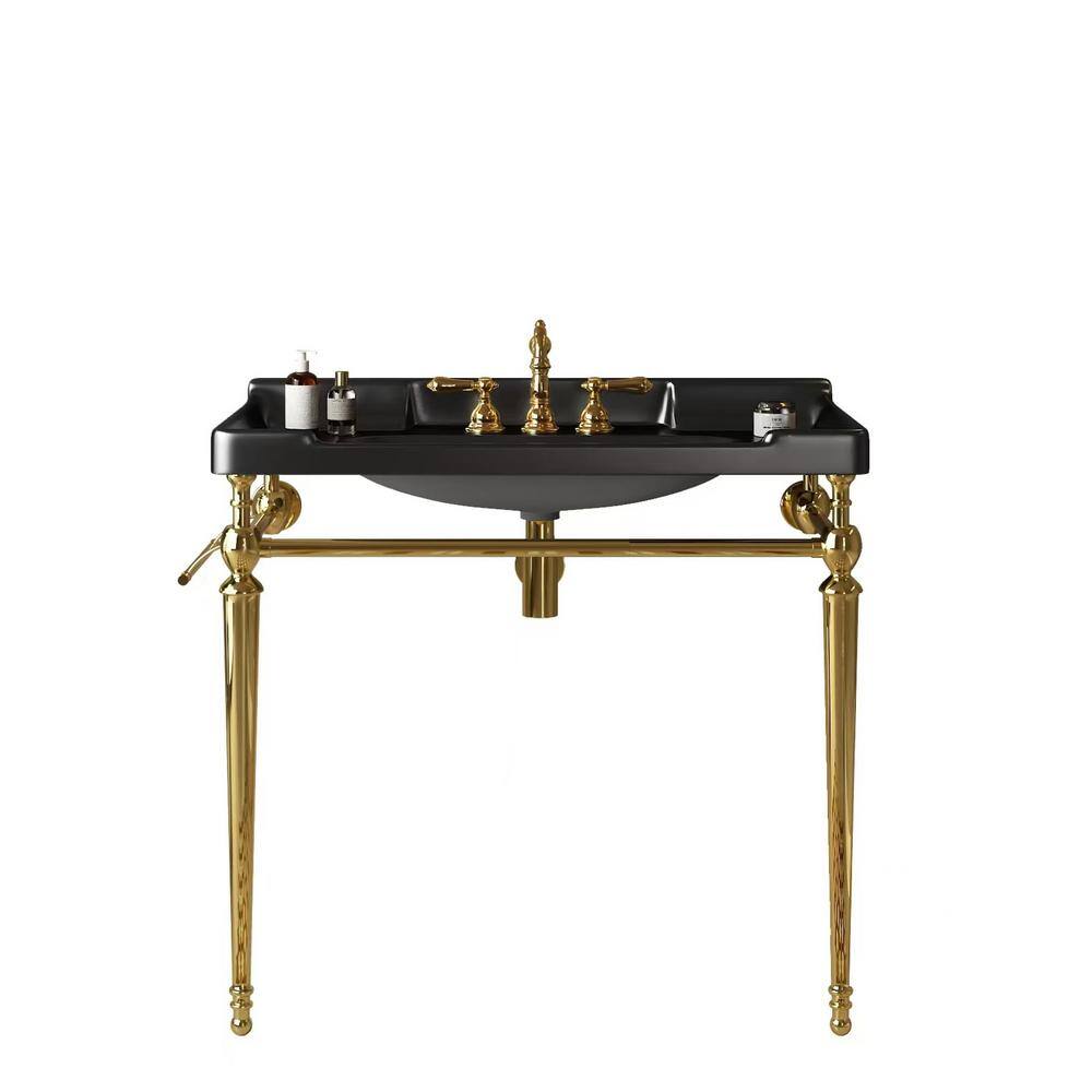 36 in. W x 18.50 in. D x 35 in. H Freestanding Bath Vanity in Gold with Black Ceramic Top price history on PriceWatchPro