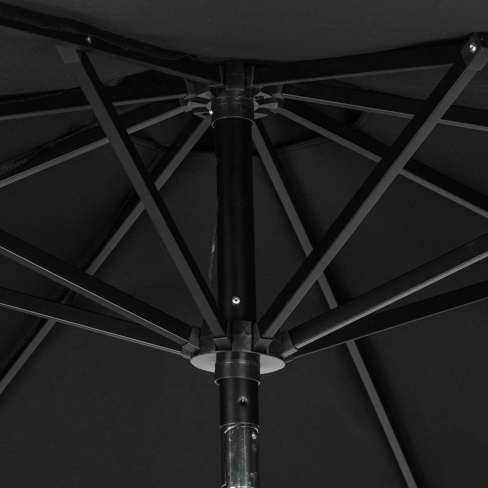 9-Foot Black Aluminum Market Patio Umbrella with Auto-Tilt