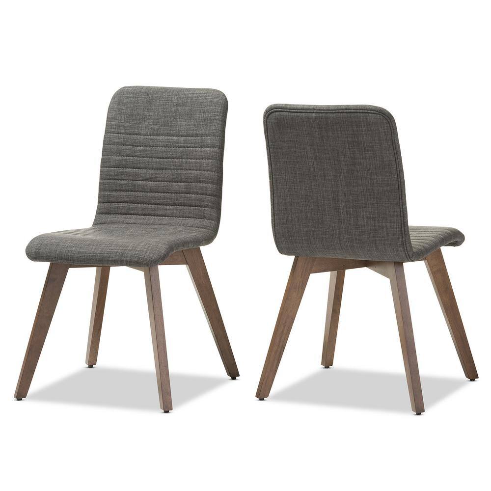 Scandinavian-Style Dark Grey Upholstered Walnut Parsons Side Chair