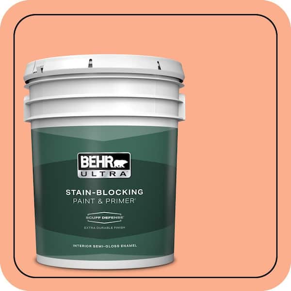 BEHR ULTRA 5 gal. #220B-4 Orange Grove Extra Durable Semi-Gloss Enamel Interior Paint & Primer