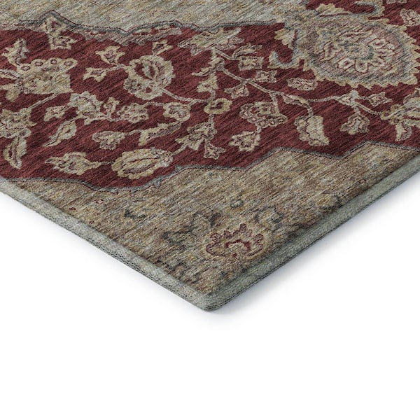 Mayfield Premium Machine Washable Abstract AMF1151 Garnet 3 ft. x 4 ft. Area Rug