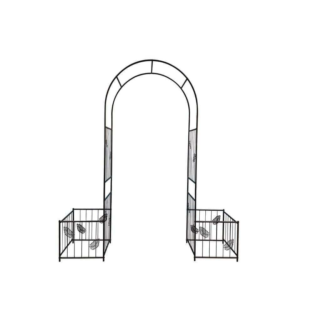 Sudzendf 87 .00 in. Black Metal Garden Arch Garden Arbor Trellis